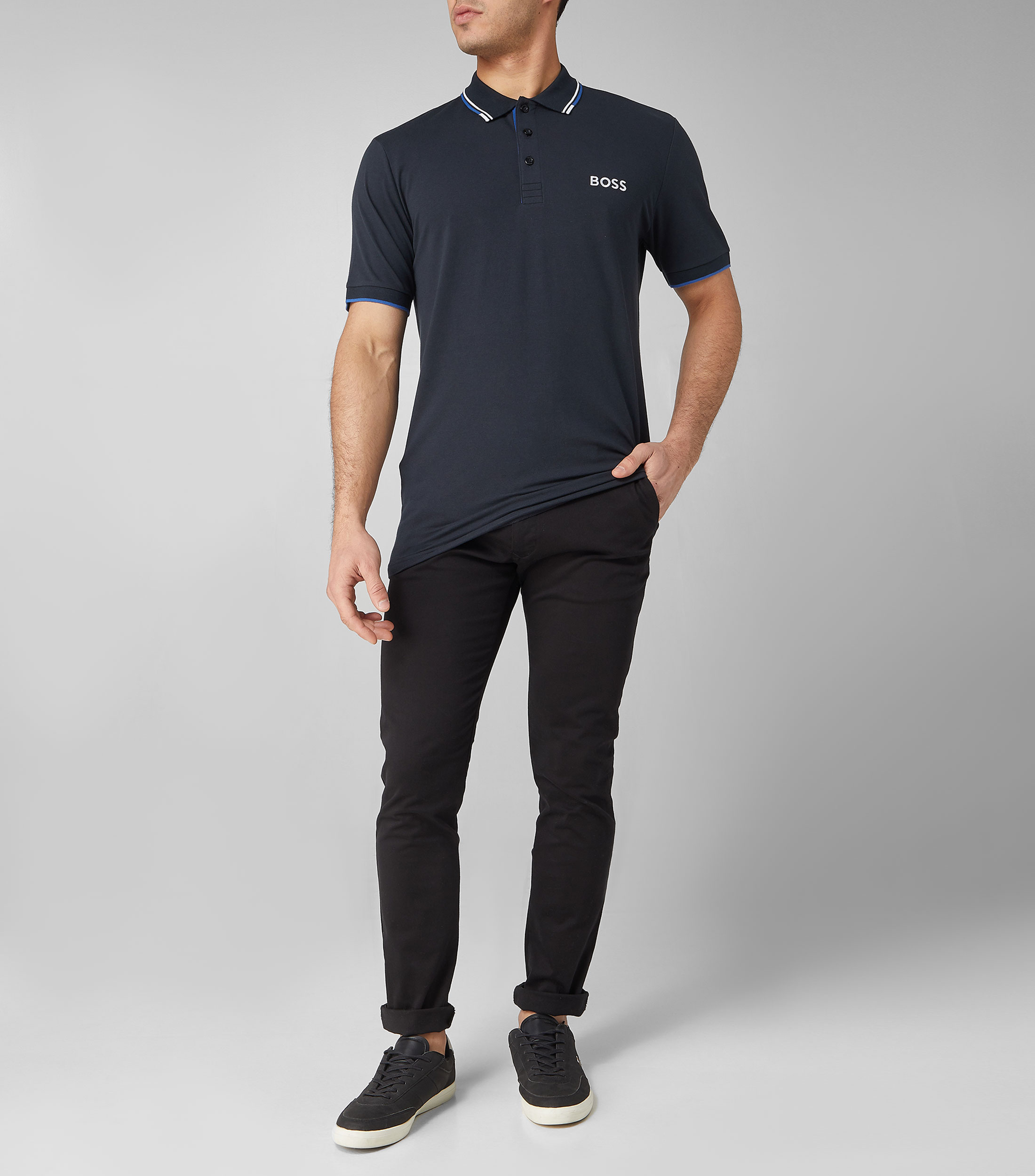 Playera Polo negra de manga corta Hombre